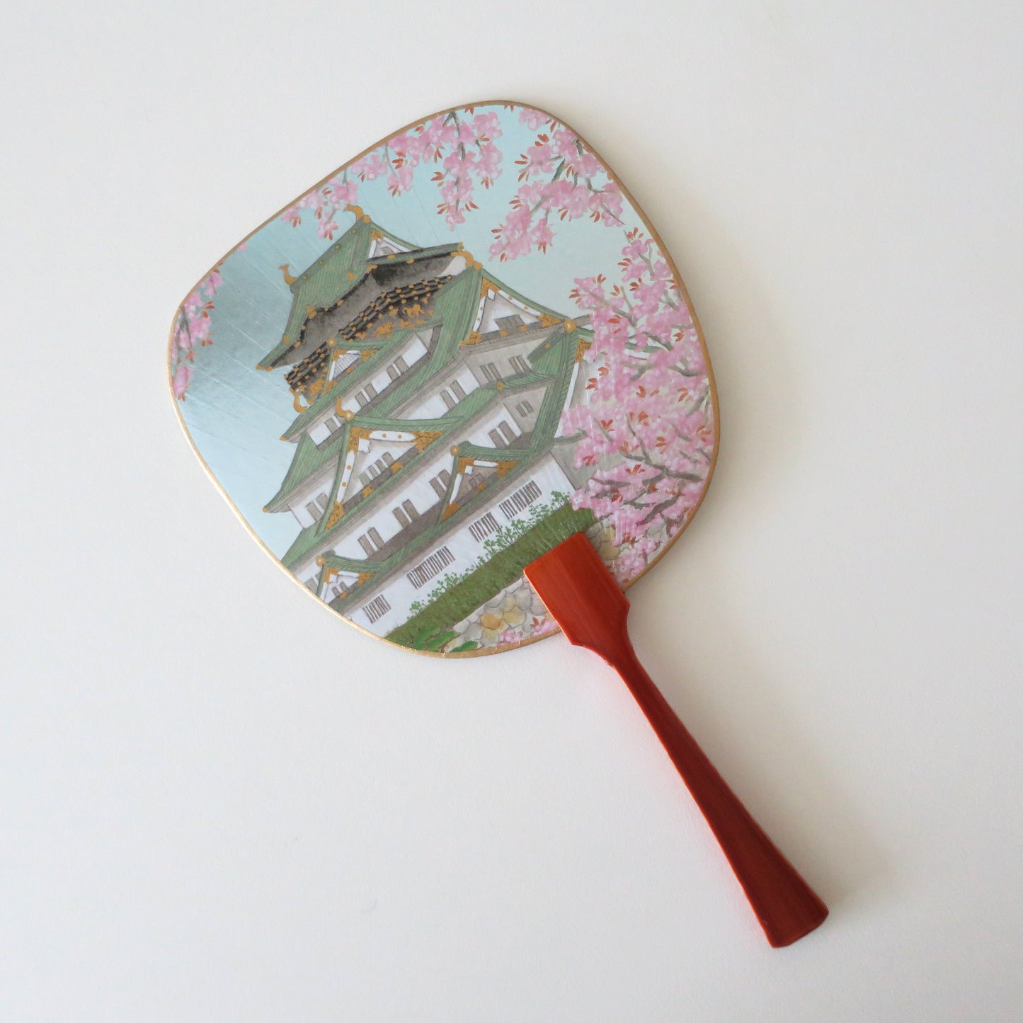 Uchiwa Fan Greeting Card - Castle in spring