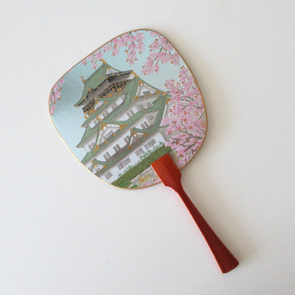 Uchiwa Fan Greeting Card - Castle in spring