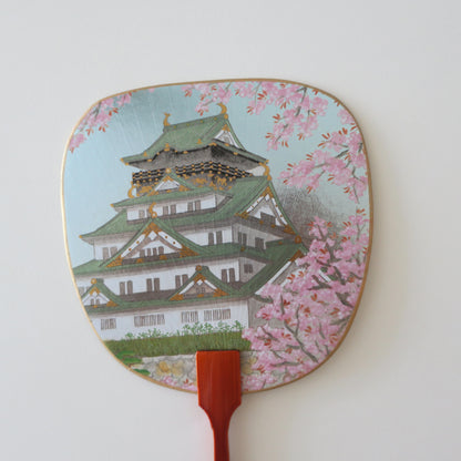 Uchiwa Fan Greeting Card - Castle in spring