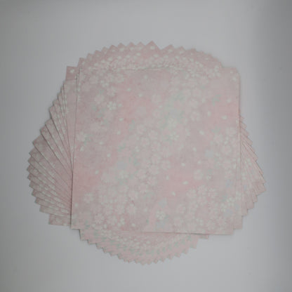 Pack of 20 Sheets 14x14cm Yuzen Washi Origami Paper HZ-536 - Red Sakura Flower Sea