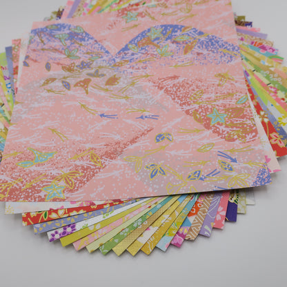 20 Sheets Pastel Themed Colours Yuzen Washi Origami Paper Mixed Patterns 14x14cm