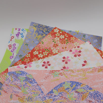 20 Sheets Pastel Themed Colours Yuzen Washi Origami Paper Mixed Patterns 14x14cm