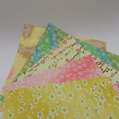 20 Sheets Pastel Themed Colours Yuzen Washi Origami Paper Mixed Patterns 14x14cm