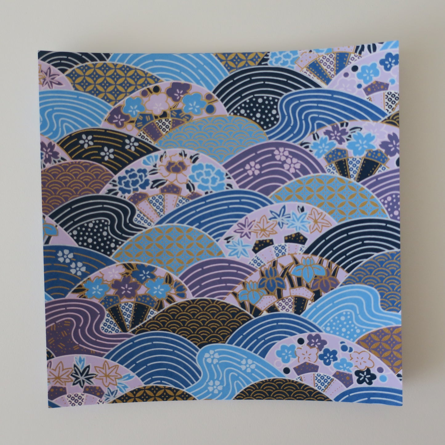 Paquet de 20 feuilles de papier origami Yuzen Washi 14x14 cm HZ-051 - Damier doré (S)