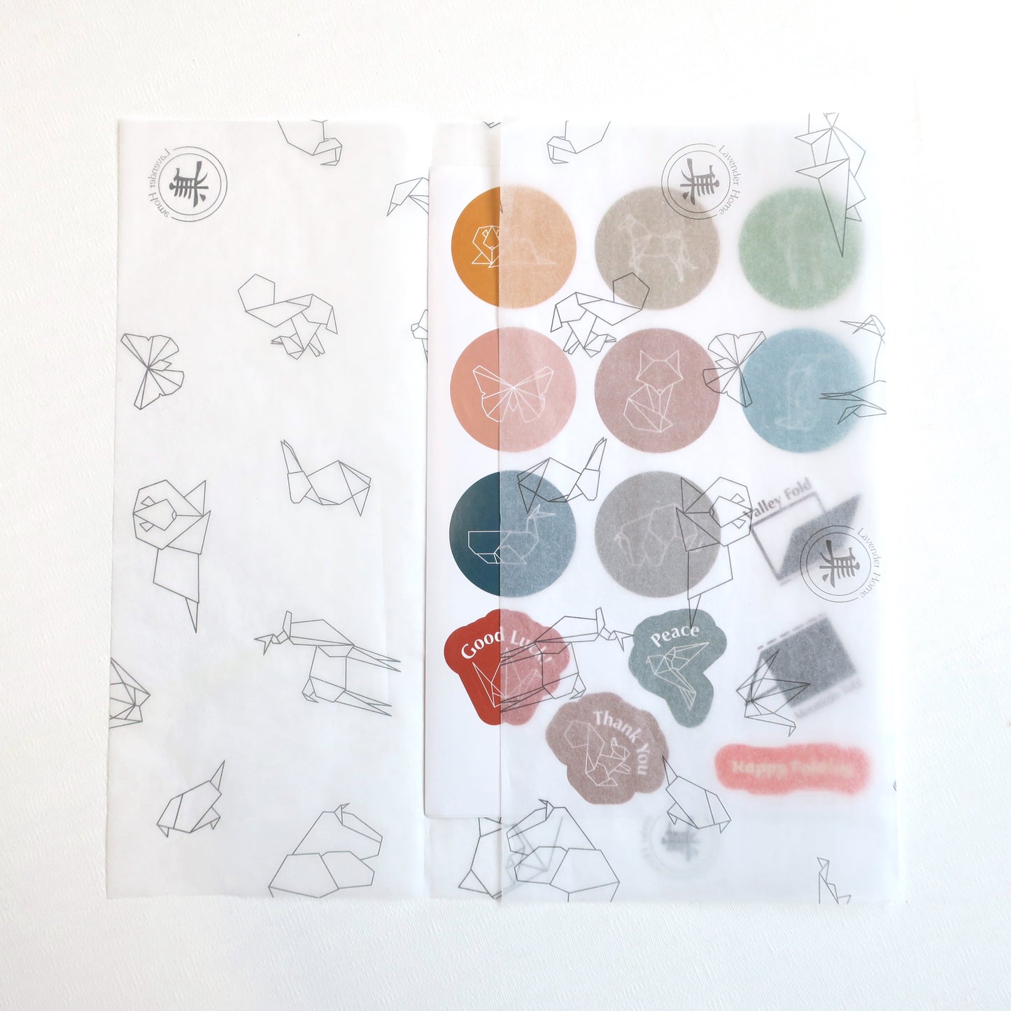 Pegatinas de animales de origami