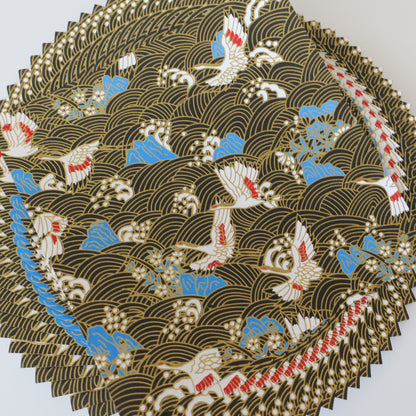 Paquete de 20 hojas de papel Yuzen Washi Origami de 14x14 cm HZ-051 - Tablero de ajedrez dorado (S)