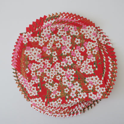 Paquet de 20 feuilles de papier origami Yuzen Washi 14x14 cm HZ-051 - Damier doré (S)