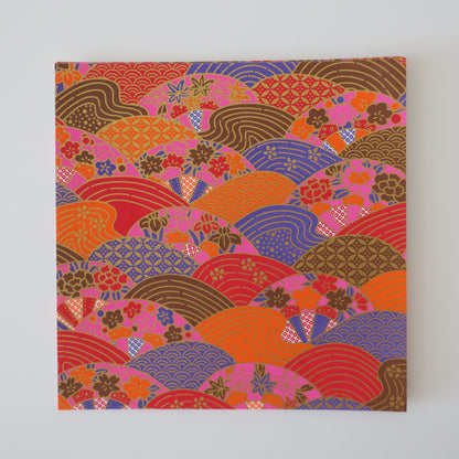 Paquet de 20 feuilles de papier origami Yuzen Washi 14x14 cm HZ-051 - Damier doré (S)