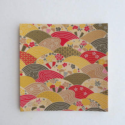 Paquet de 20 feuilles de papier origami Yuzen Washi 14x14 cm HZ-051 - Damier doré (S)
