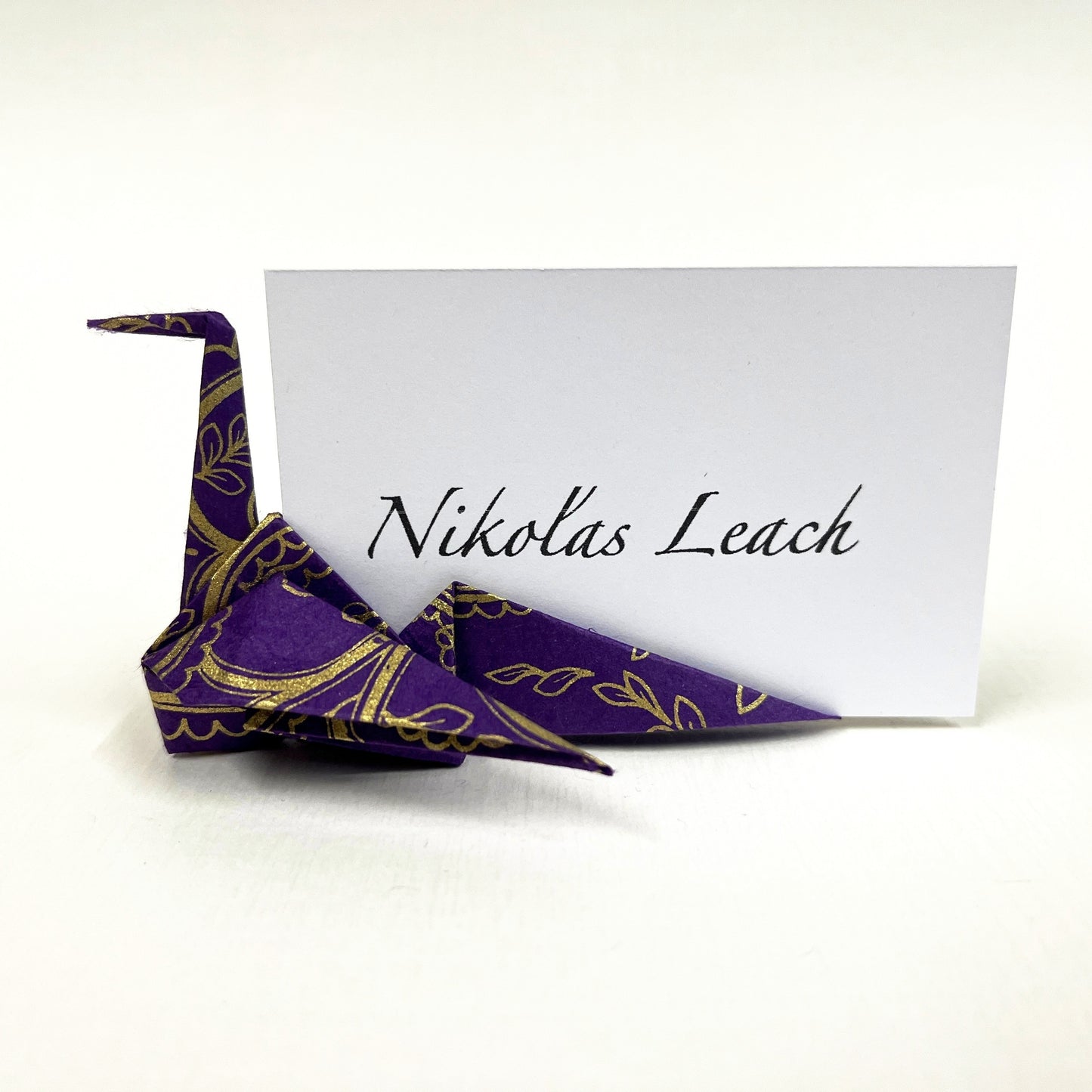 Tarjeta de lugar de grúa de origami de papel Yuzen Washi a medida, titular de la tarjeta de nombre