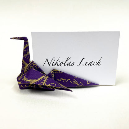 Tarjeta de lugar de grúa de origami de papel Yuzen Washi a medida, titular de la tarjeta de nombre
