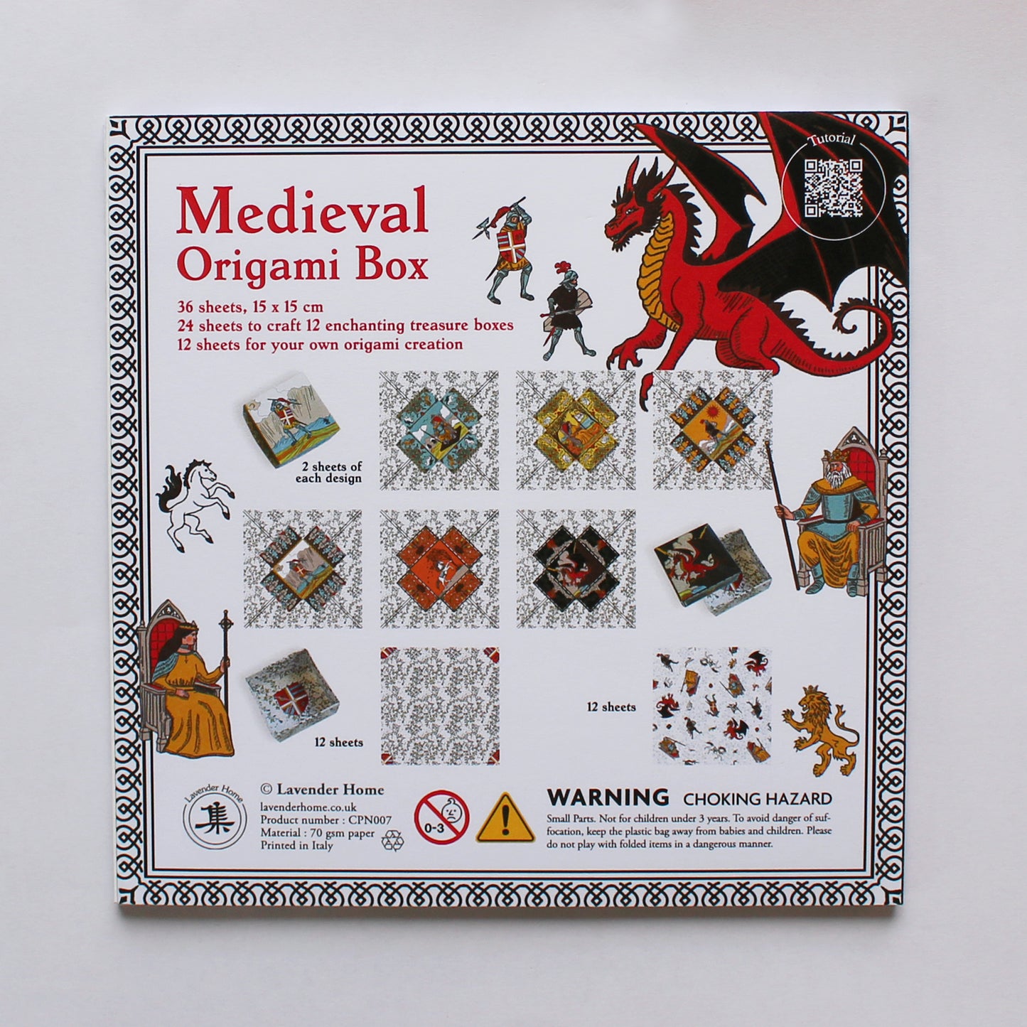Medieval Origami Box DIY Paper Set 15x15cm