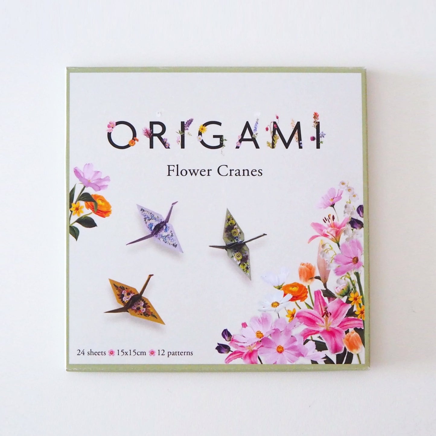 Kit de bricolage grue à fleurs en origami, 15x15 cm
