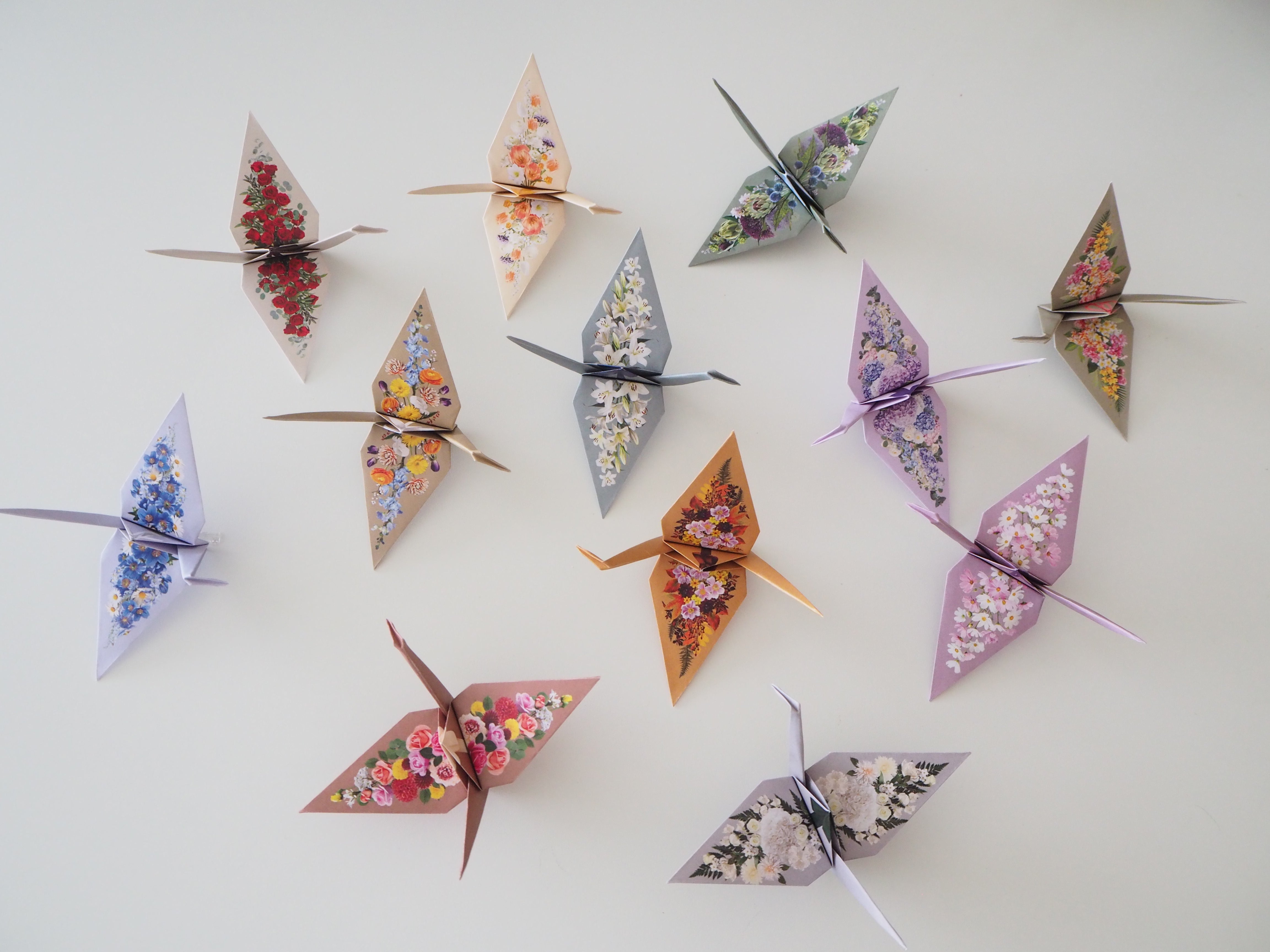 Pack of 12 Flower Origami Cranes – Lavender Home C&S Ltd