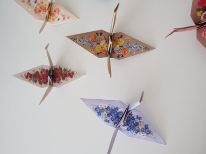 Pack of 12 Flower Origami Cranes
