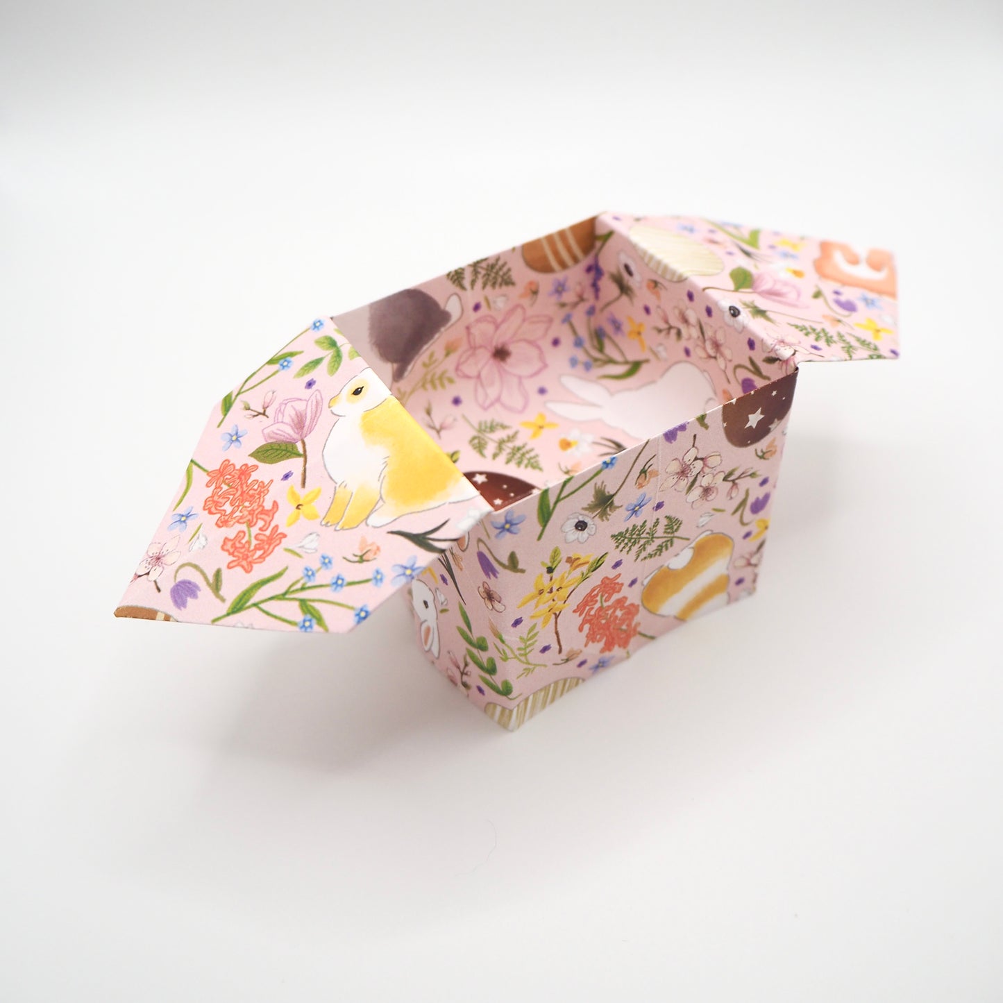 Juego de papel de origami de conejito de Pascua y pollito, kit de bricolaje de huevera y caja de dulces, 15x15cm y 21x21cm