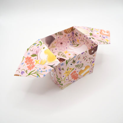 Juego de papel de origami de conejito de Pascua y pollito, kit de bricolaje de huevera y caja de dulces, 15x15cm y 21x21cm