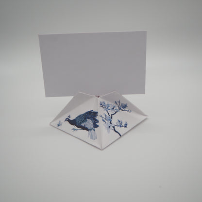 Kit de bricolage grue origami et porte-cartes en porcelaine bleue et blanche, 15x15cm
