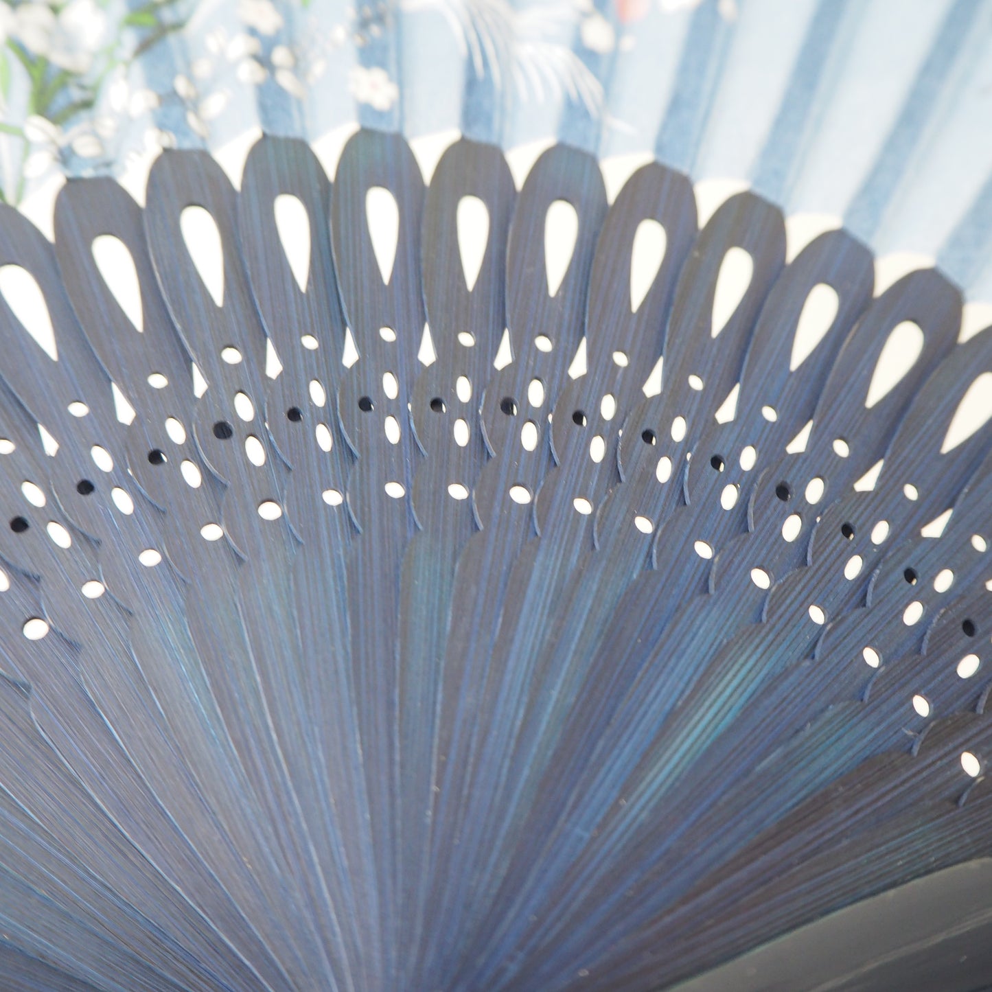 Folding Fan - Blue fan with Floral print