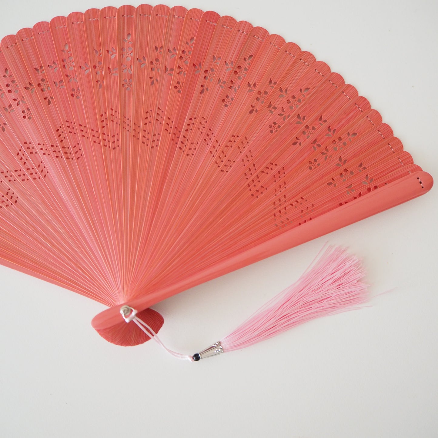Wooden Folding Fan - Pink Plum
