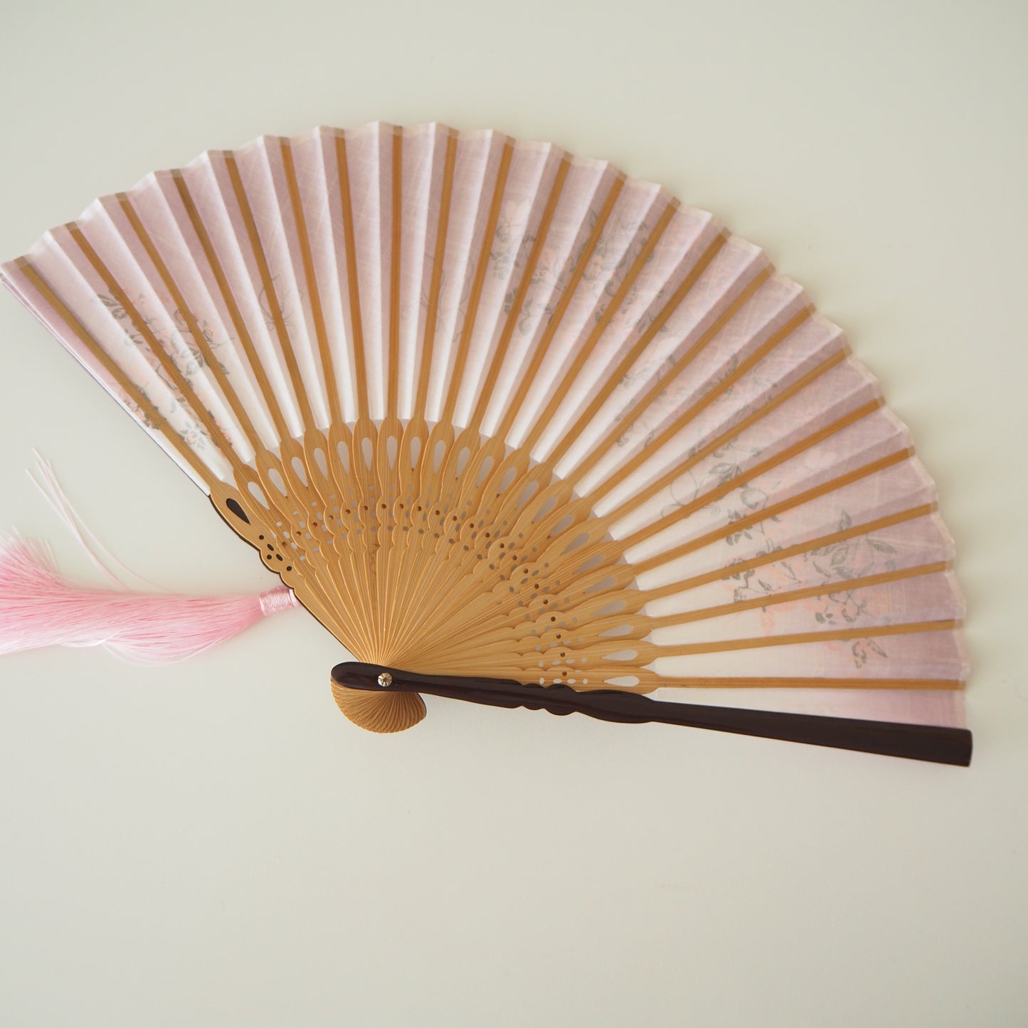 Folding Fan - Lilac and White Floral Pattern