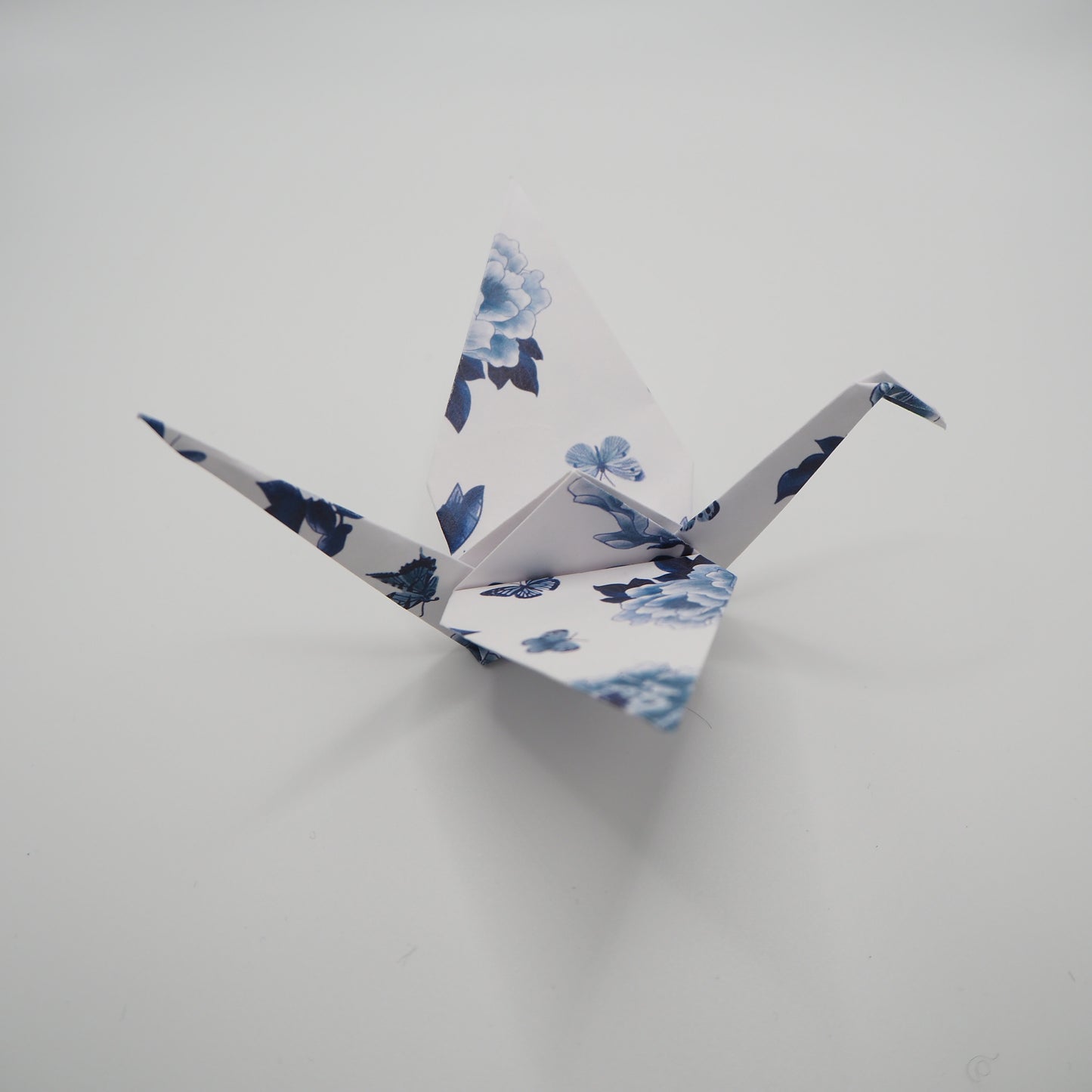 Kit de bricolage grue origami et porte-cartes en porcelaine bleue et blanche, 15x15cm