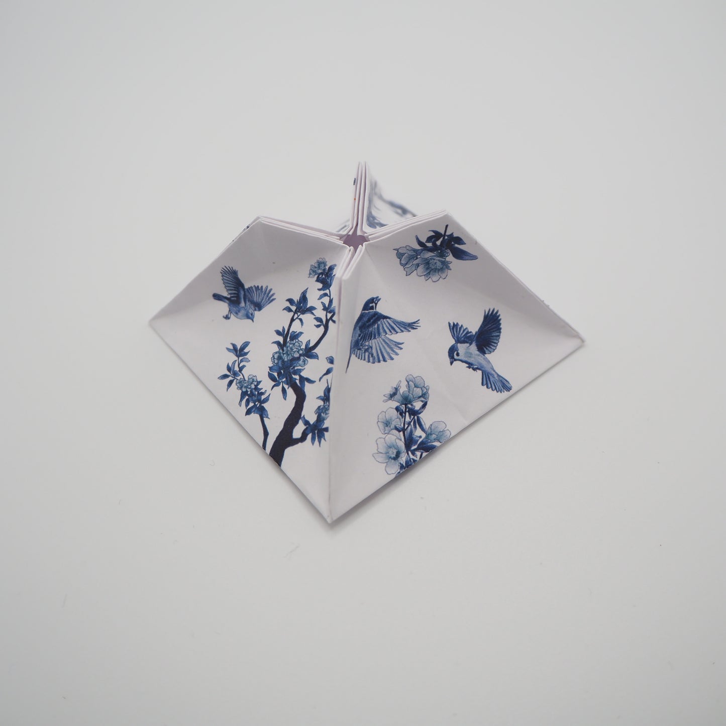 Kit de bricolage grue origami et porte-cartes en porcelaine bleue et blanche, 15x15cm
