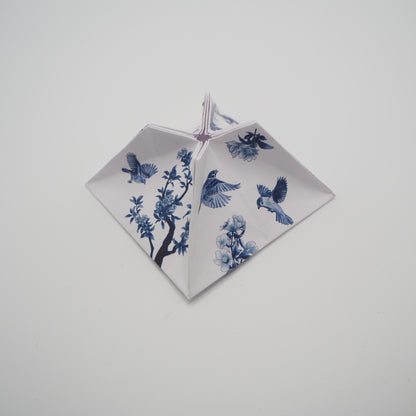 Kit de bricolage grue origami et porte-cartes en porcelaine bleue et blanche, 15x15cm