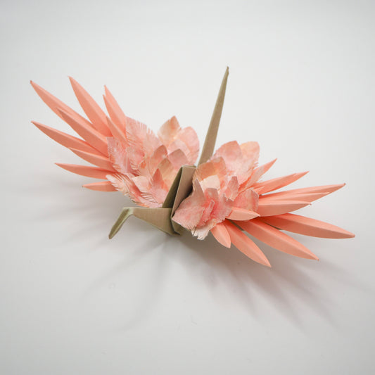 Paper Feathered Crane - Coral