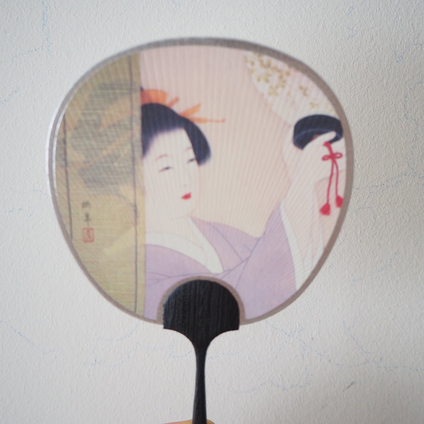 Petite carte de vœux pour fan d'Uchiwa - Dame à la lanterne 