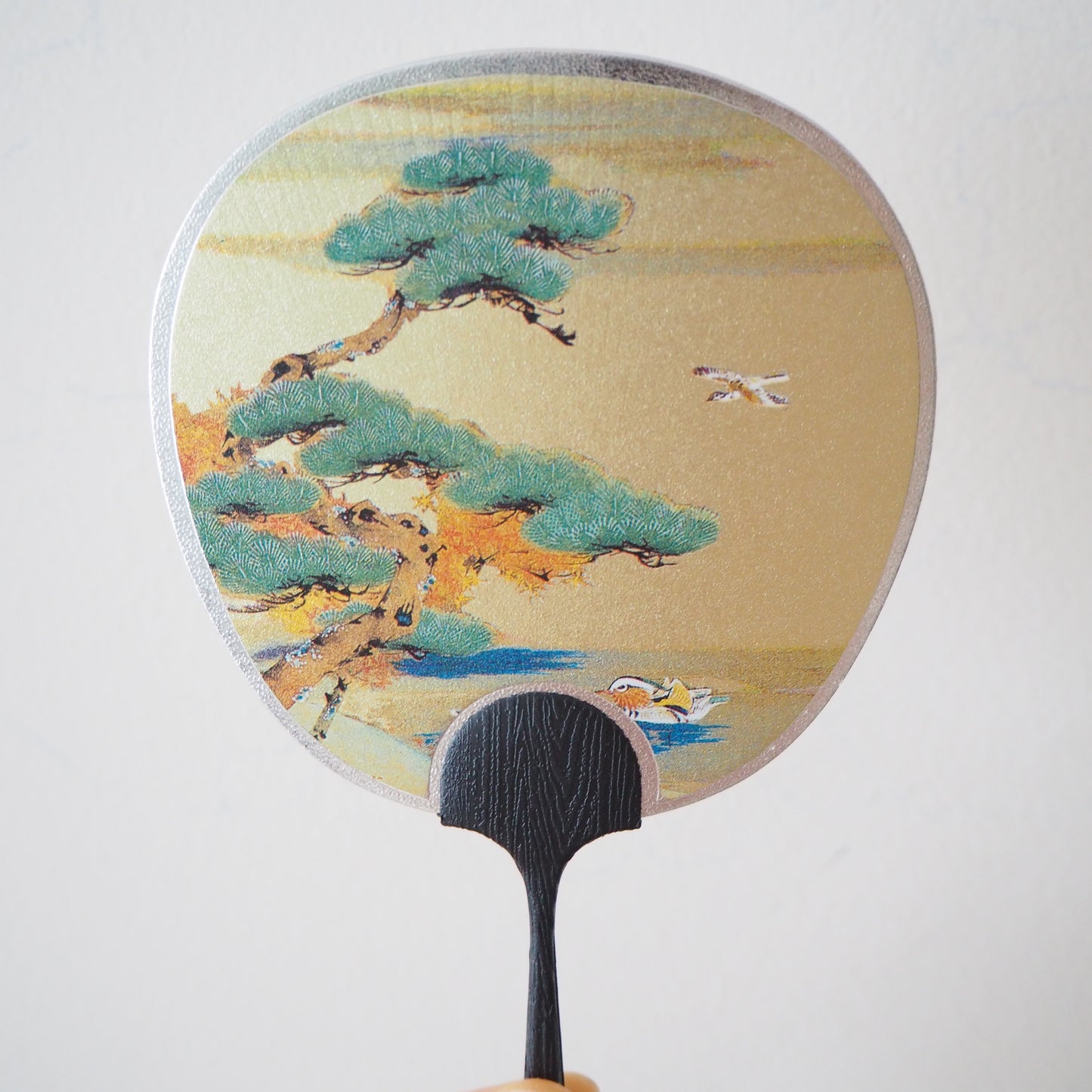 Tarjeta de felicitación pequeña del ventilador Uchiwa -Pino