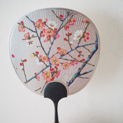 Tarjeta de felicitación pequeña del ventilador Uchiwa -Ciruelo