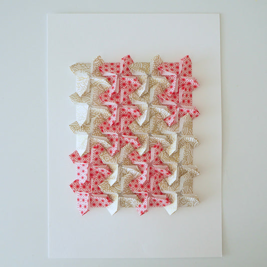 Origami Windmill Tiles Artwork - Red and Gold