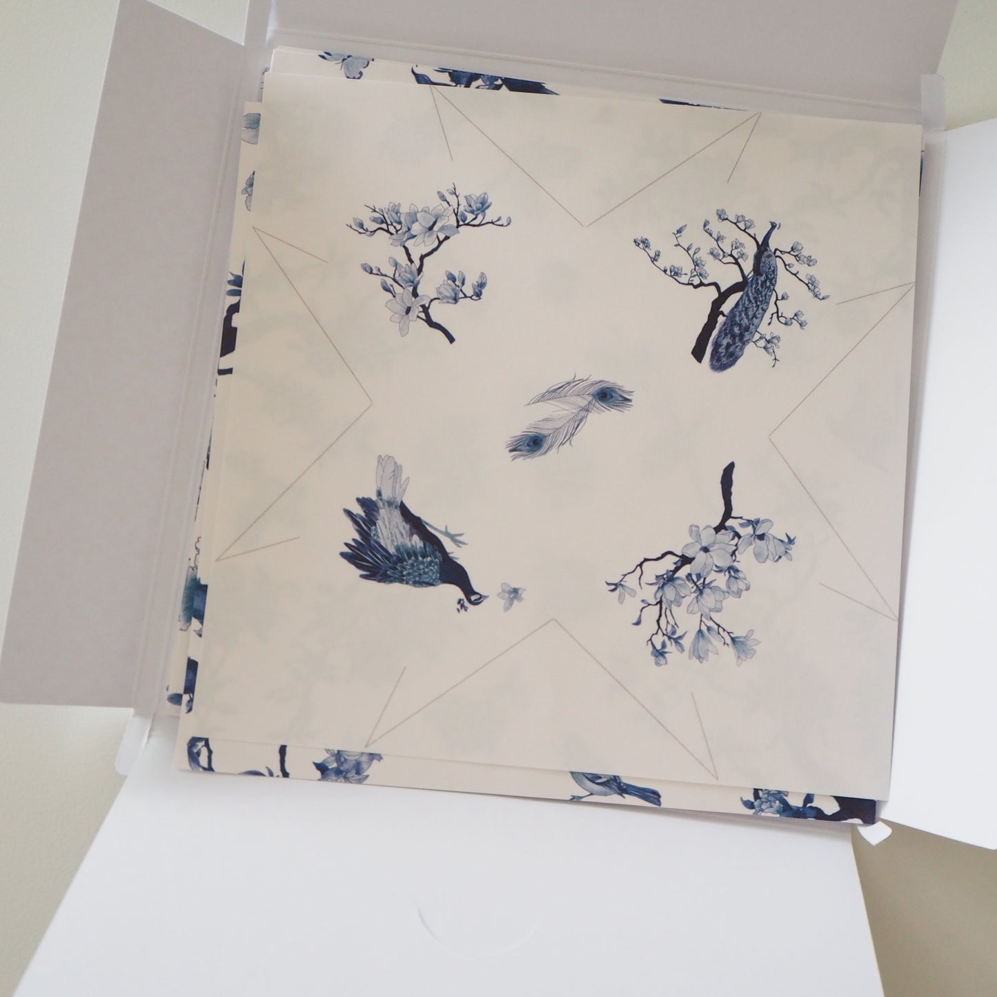 Kit de bricolage grue origami et porte-cartes en porcelaine bleue et blanche, 15x15cm
