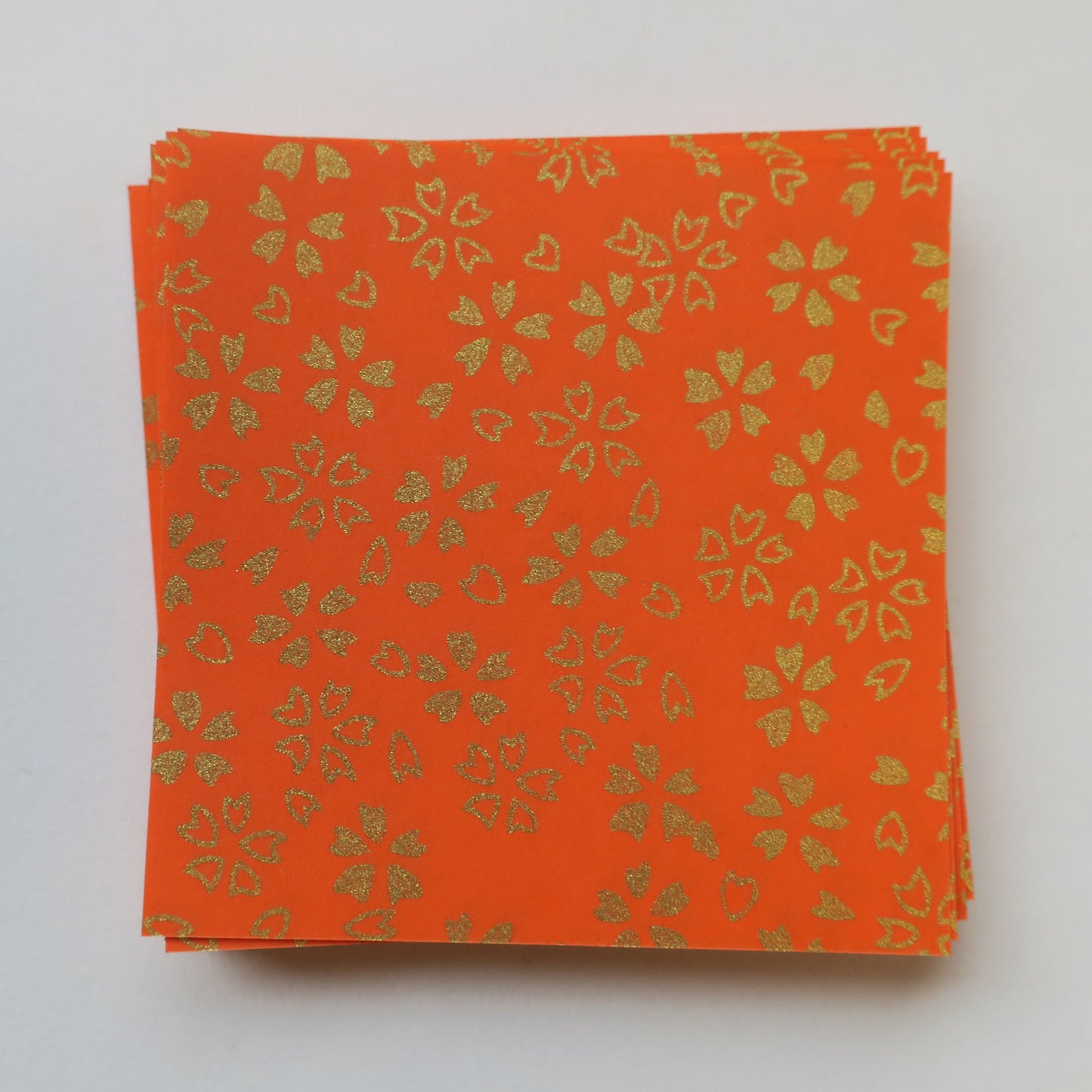 Pack of 100 Sheets 7x7cm Yuzen Washi Origami Paper HZ-018 - Gold Cherry Blossom Orange