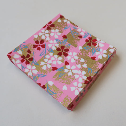 Pack of 100 Sheets 7x7cm Yuzen Washi Origami Paper HZ-267 - Cherry Blossom Pink Shade