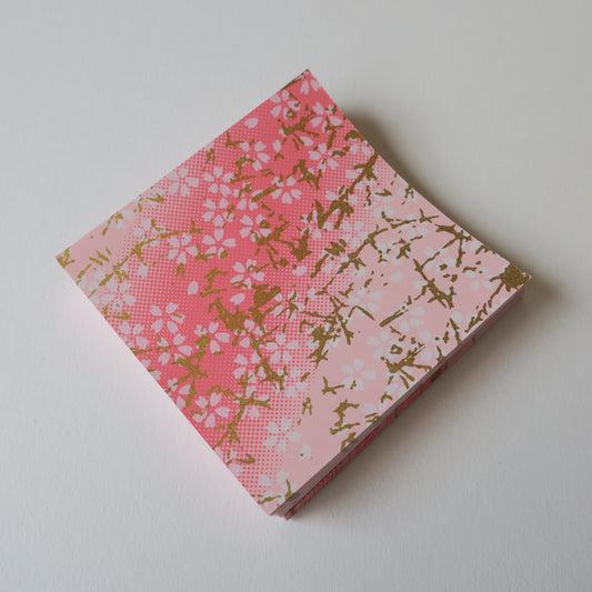 Paquet de 100 feuilles de papier origami Yuzen Washi 7x7 cm HZ-380 - Petit dégradé rose fleur de cerisier
