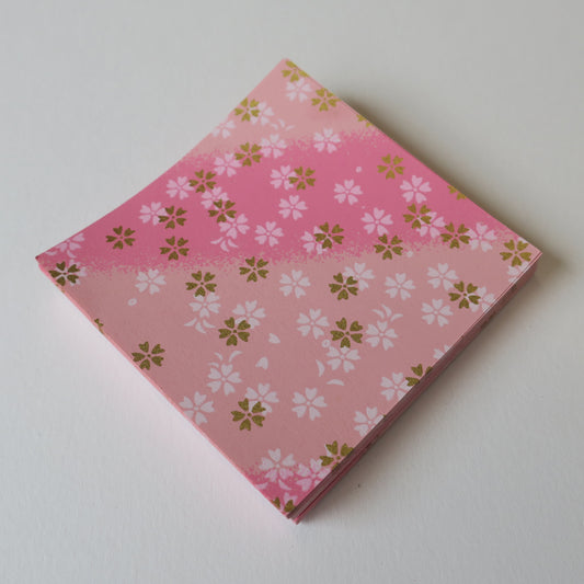 Pack of 100 Sheets 7x7cm Yuzen Washi Origami Paper HZ-514 - Small Cherry Blossom Pink Shades