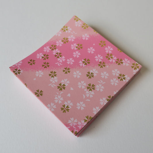 Paquet de 100 feuilles de papier origami Yuzen Washi 7x7 cm HZ-514 - Petites nuances roses de fleurs de cerisier