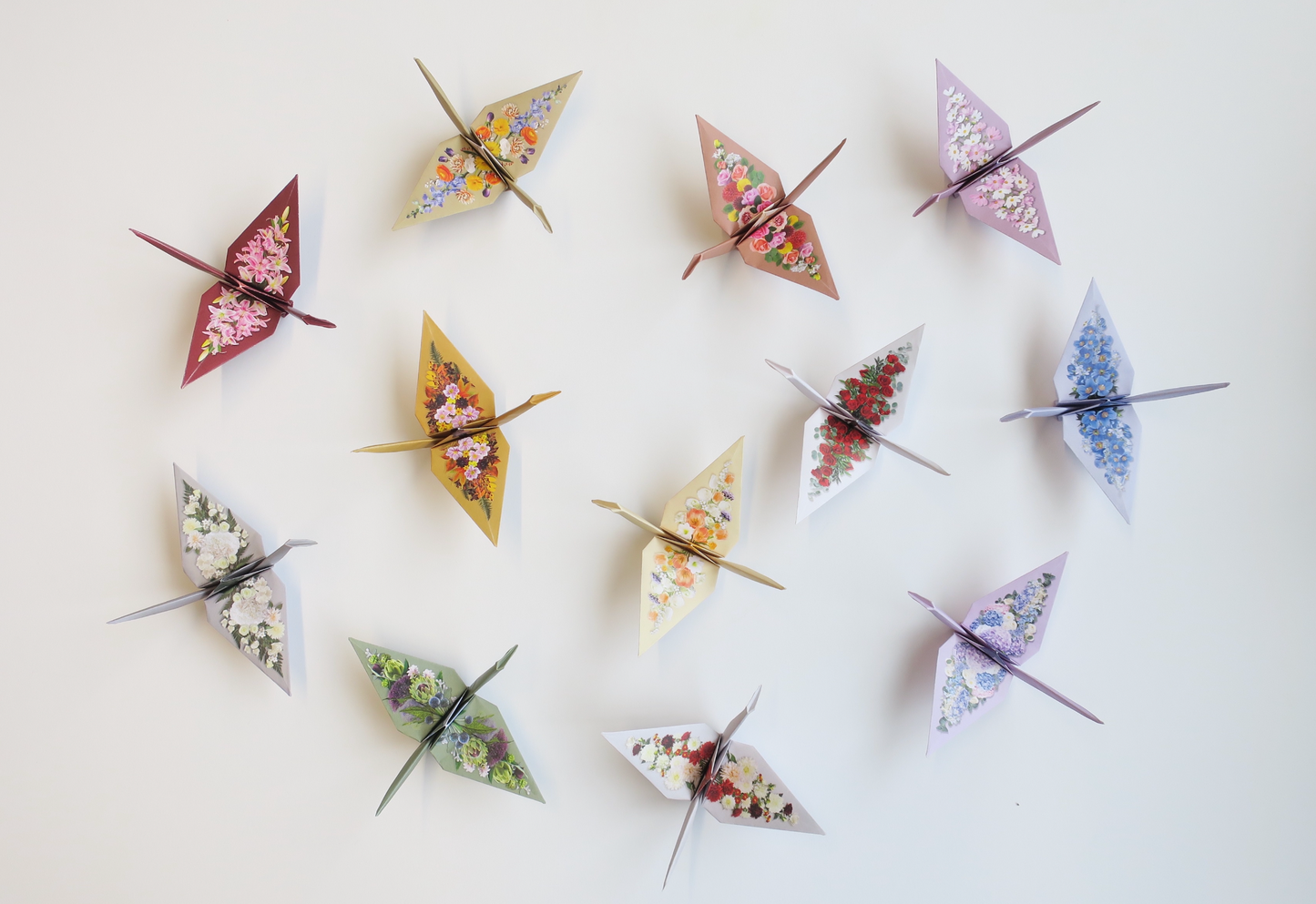 Kit de bricolage grue à fleurs en origami, 15x15 cm