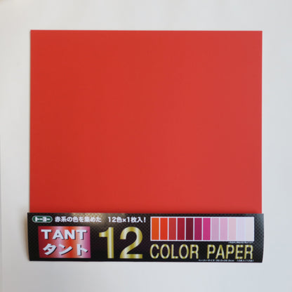 Toyo Tant Paper, 12 couleurs de papier origami sur le thème rouge, 35x35cm