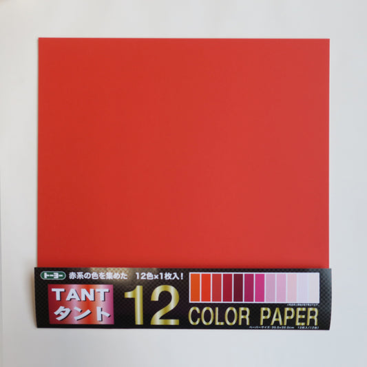 Toyo Tant Paper, 12 colours of Red Themed Origami Paper Pack, 35x35cm