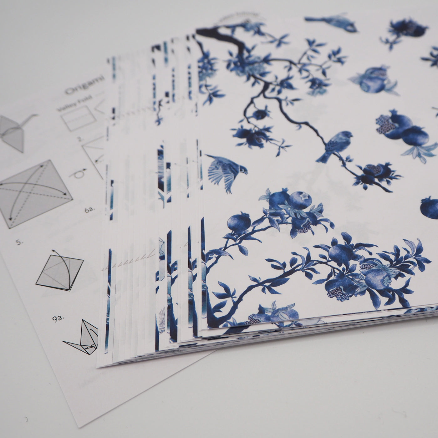 Kit de bricolage grue origami et porte-cartes en porcelaine bleue et blanche, 15x15cm