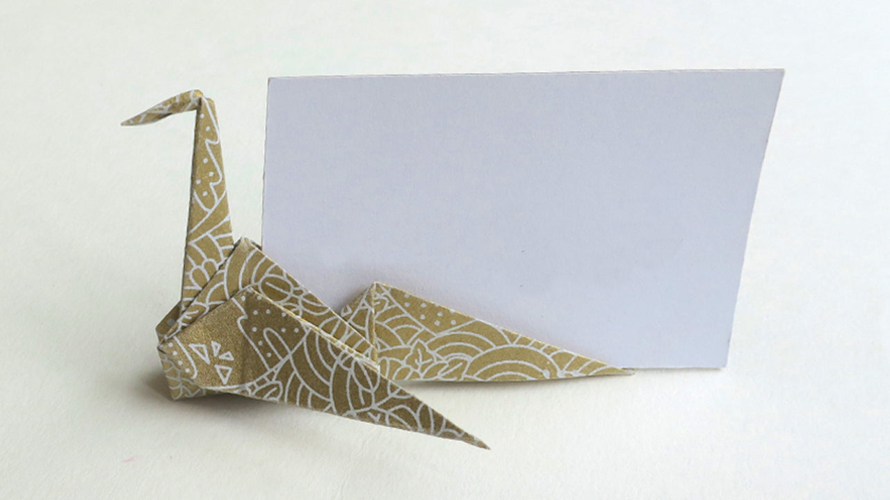 Tarjeta de lugar de grúa de origami de papel Yuzen Washi a medida, titular de la tarjeta de nombre