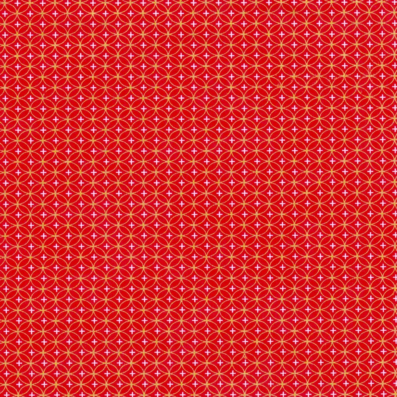 Pack of 20 Sheets 14x14cm Yuzen Washi Origami Paper HZ-064 - Shippou Circle Red - washi paper - Lavender Home London