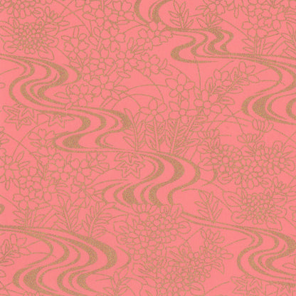 Pack of 20 Sheets 14x14cm Yuzen Washi Origami Paper HZ-085 - Pink Flowing Water Garden - washi paper - Lavender Home London