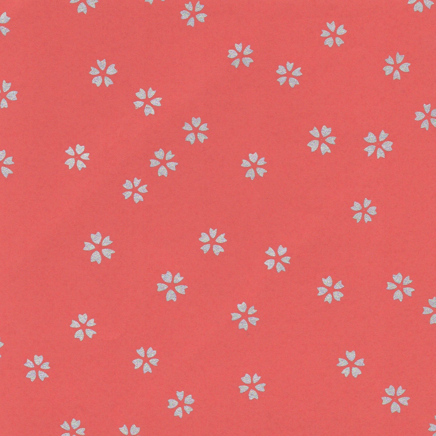 Pack of 20 Sheets 14x14cm Yuzen Washi Origami Paper HZ-108 - Small Silver Cherry Blossom Brown Red - washi paper - Lavender Home London