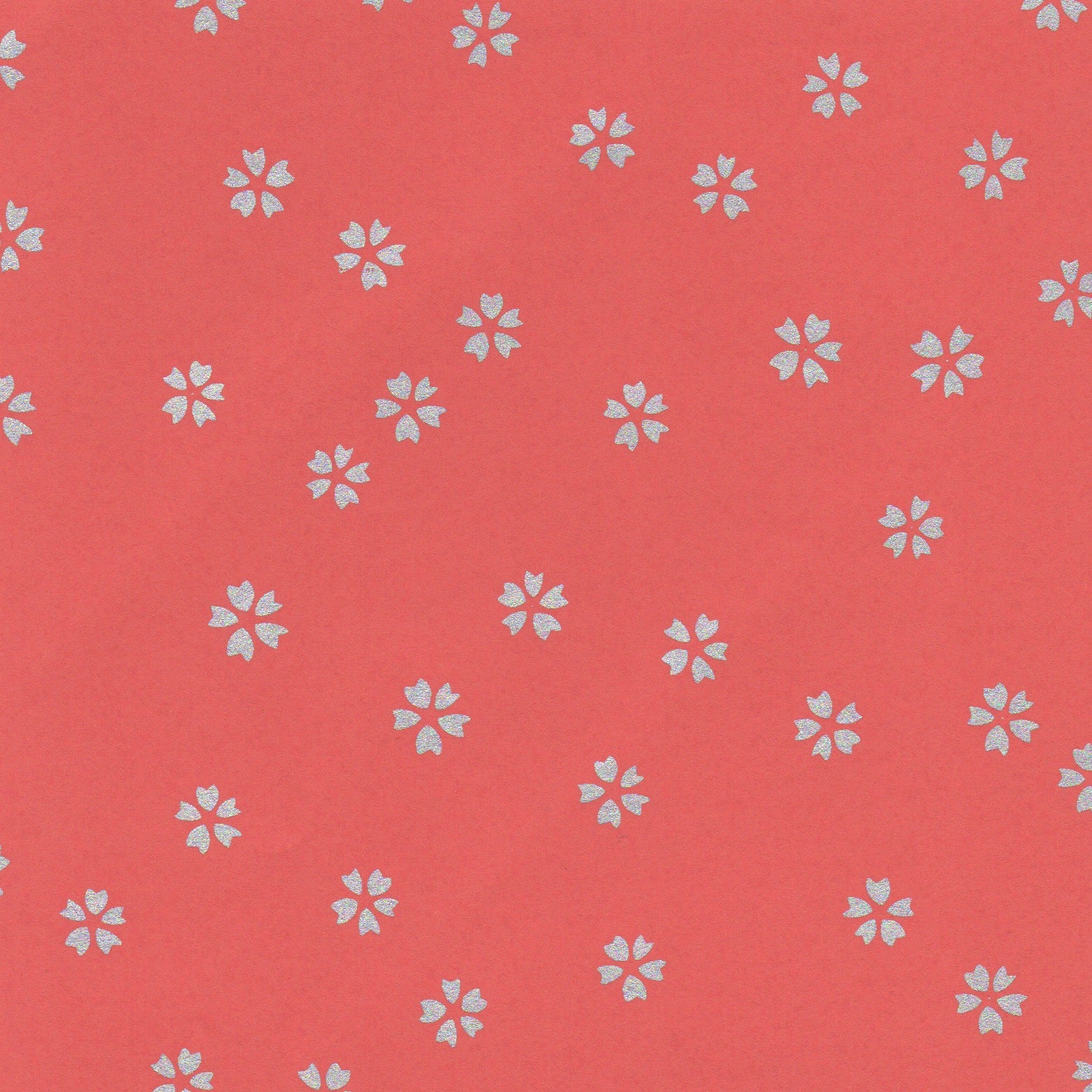 Pack of 20 Sheets 14x14cm Yuzen Washi Origami Paper HZ-108 - Small Silver Cherry Blossom Brown Red - washi paper - Lavender Home London