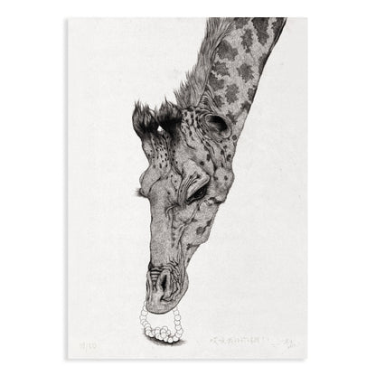 Animal Series Floating Zoo Art Print No.17 - Giraffe: Oh! My Pearls Fell Out! - Print - Lavender Home London