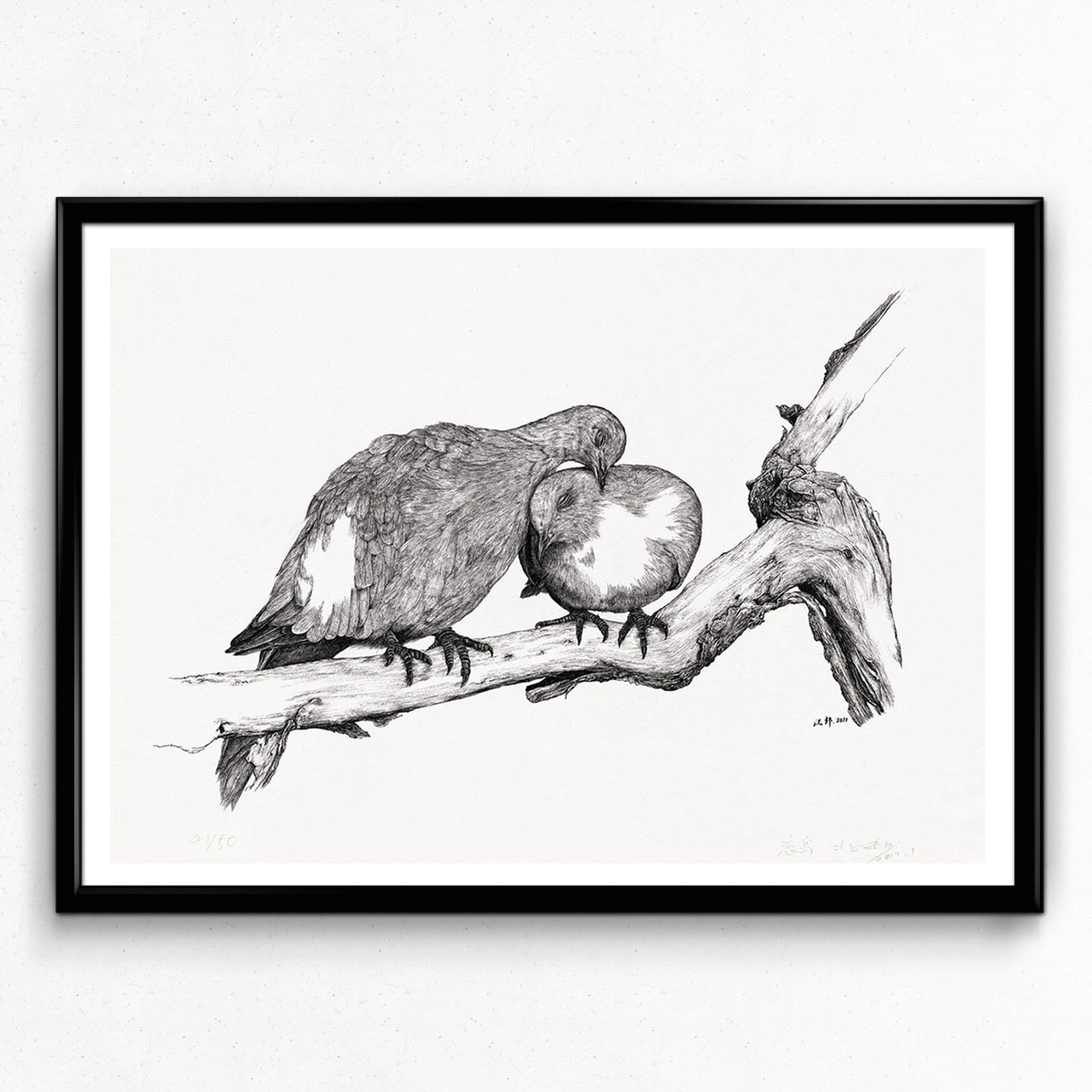 Animal Series Floating Zoo Art Print No.03 - Lovebirds - Print - Lavender Home London